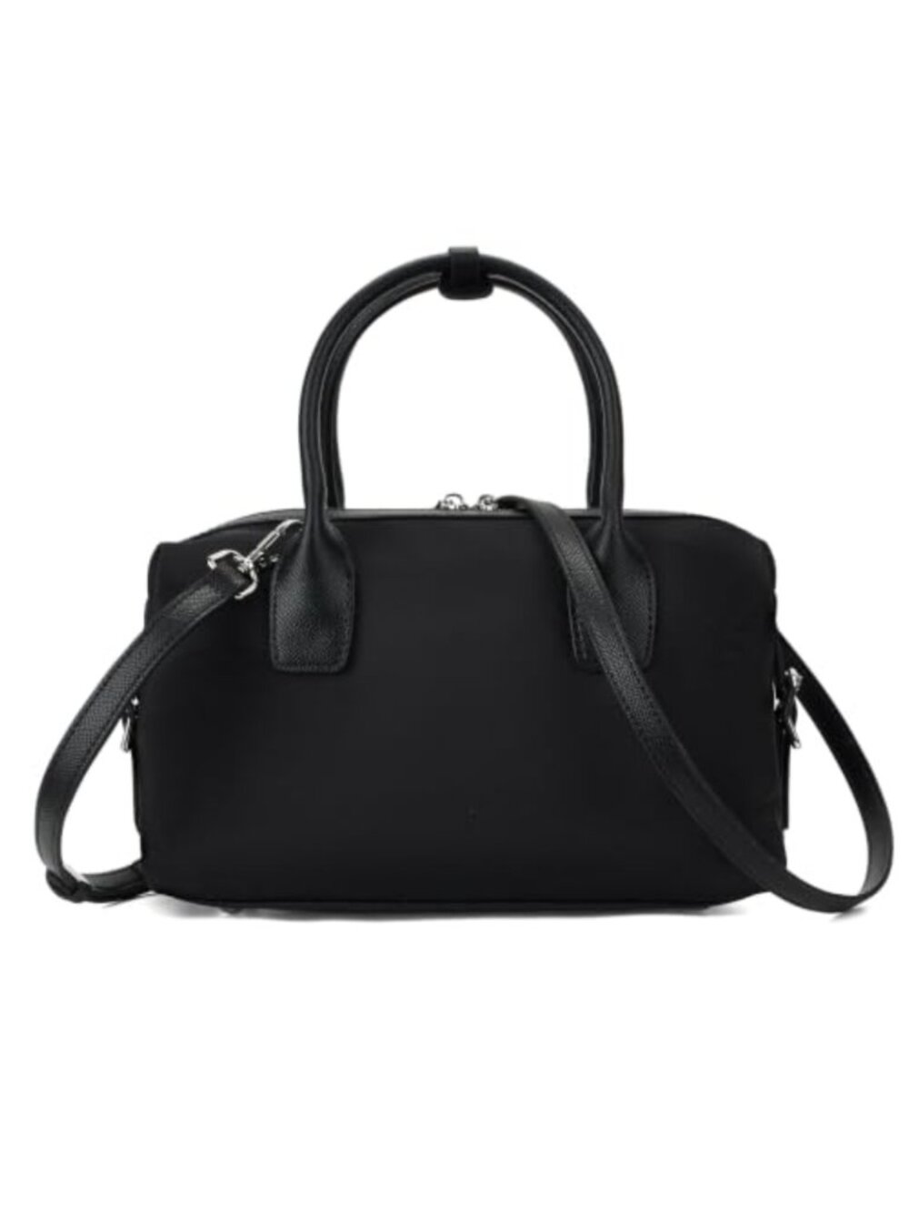 Nylon Vegan Leather Satchel Crossbody Shoulder Bag with Scarf